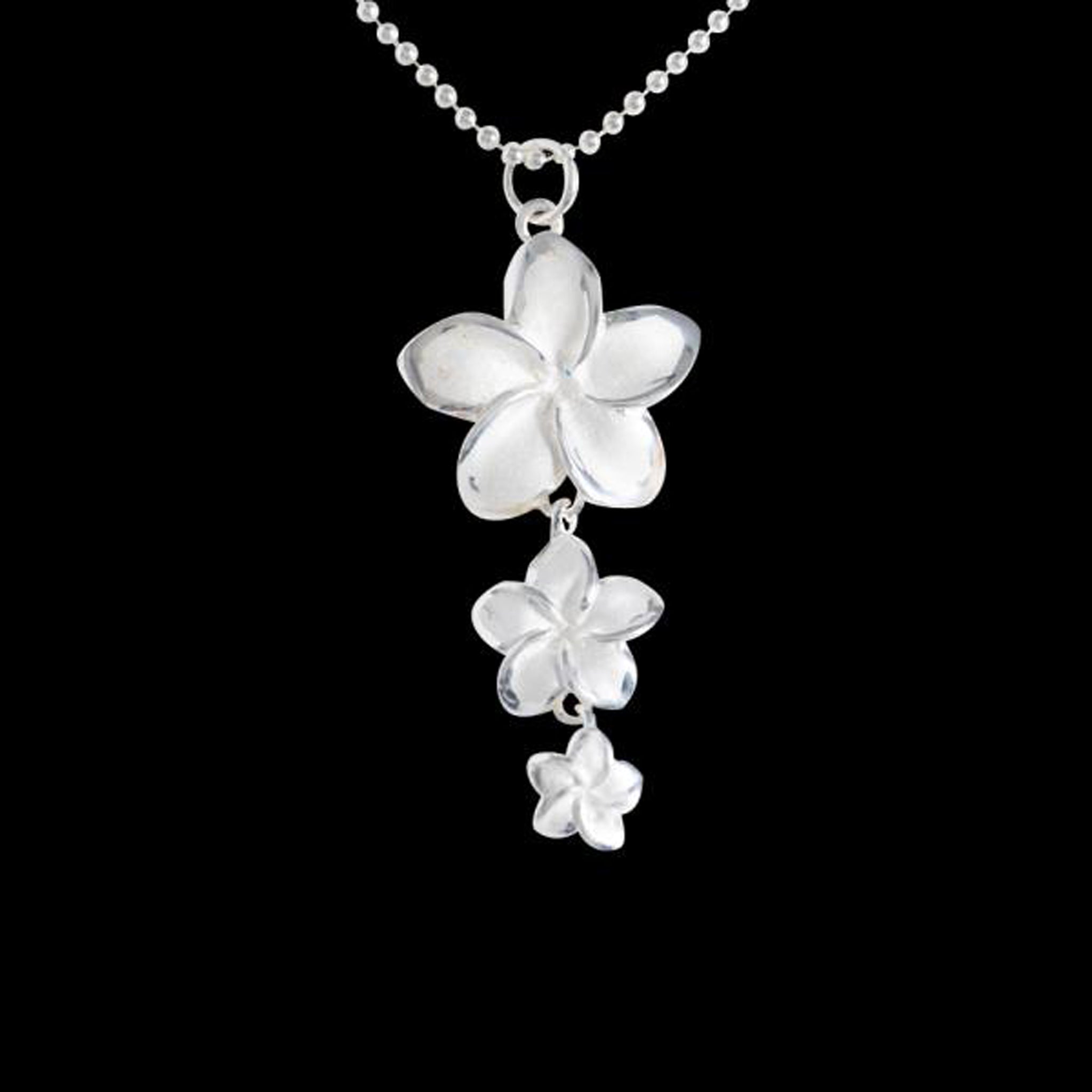 艶消し3連お花silver925ネックレス